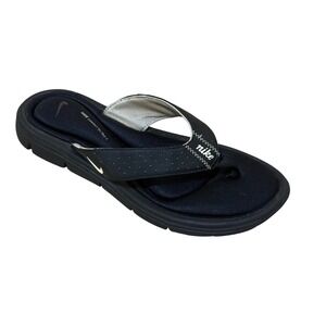 Nike Women Comfort Footbed Flip Flops 6 Black White 354925-011 Sporty Beach Core